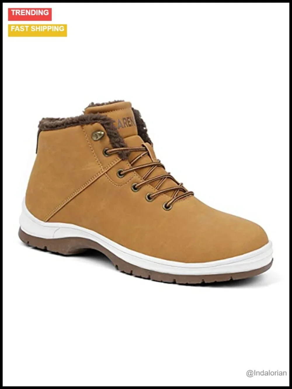 Men's Water Resistant Faux Fur Lined Snow Boots Anti Slip Lightweight Work